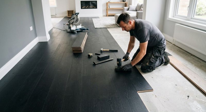Dark Wood Floor Installation in Redmond, WA